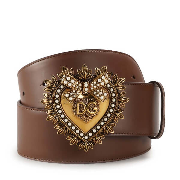 Dolce Gabbana - Brown Leather Heart Belt 